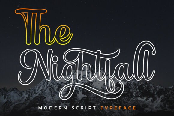 The Nightfall Outline: A Romantic Script Font for Publishing