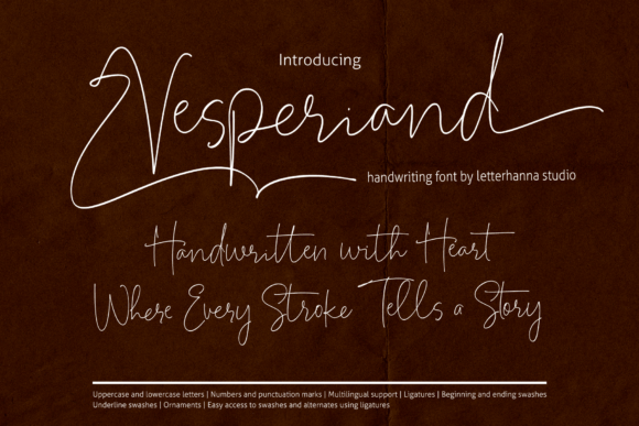 Vesperiand: A Handwriting Script Font for Elegant Crafts
